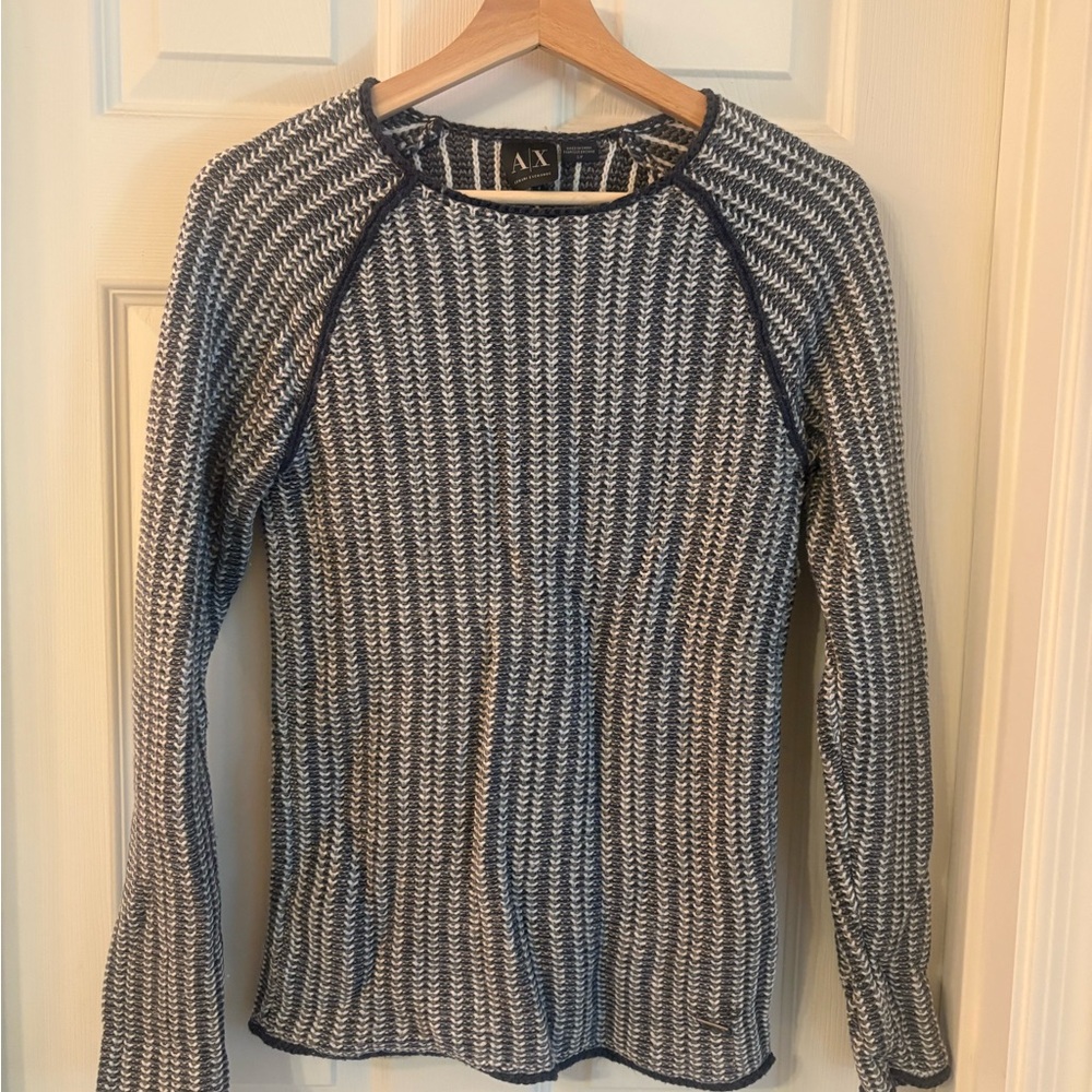 A/X Armani Exchange Gray and White Knit Sweater
